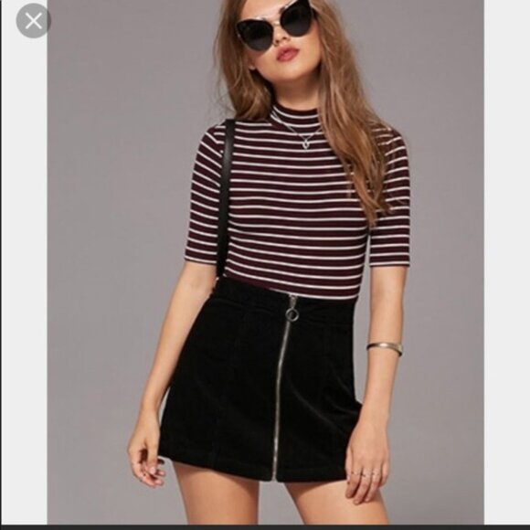 Bdg UO Zip Corduroy Mini Skirt In Black Size Small - Picture 1 of 5